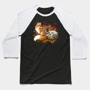Fox, racoon and squirrel during autumn Baseball T-Shirt